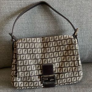 SOLD Fendi Vintage Mamma Baguette Zucca Shoulder Bag - Brown.